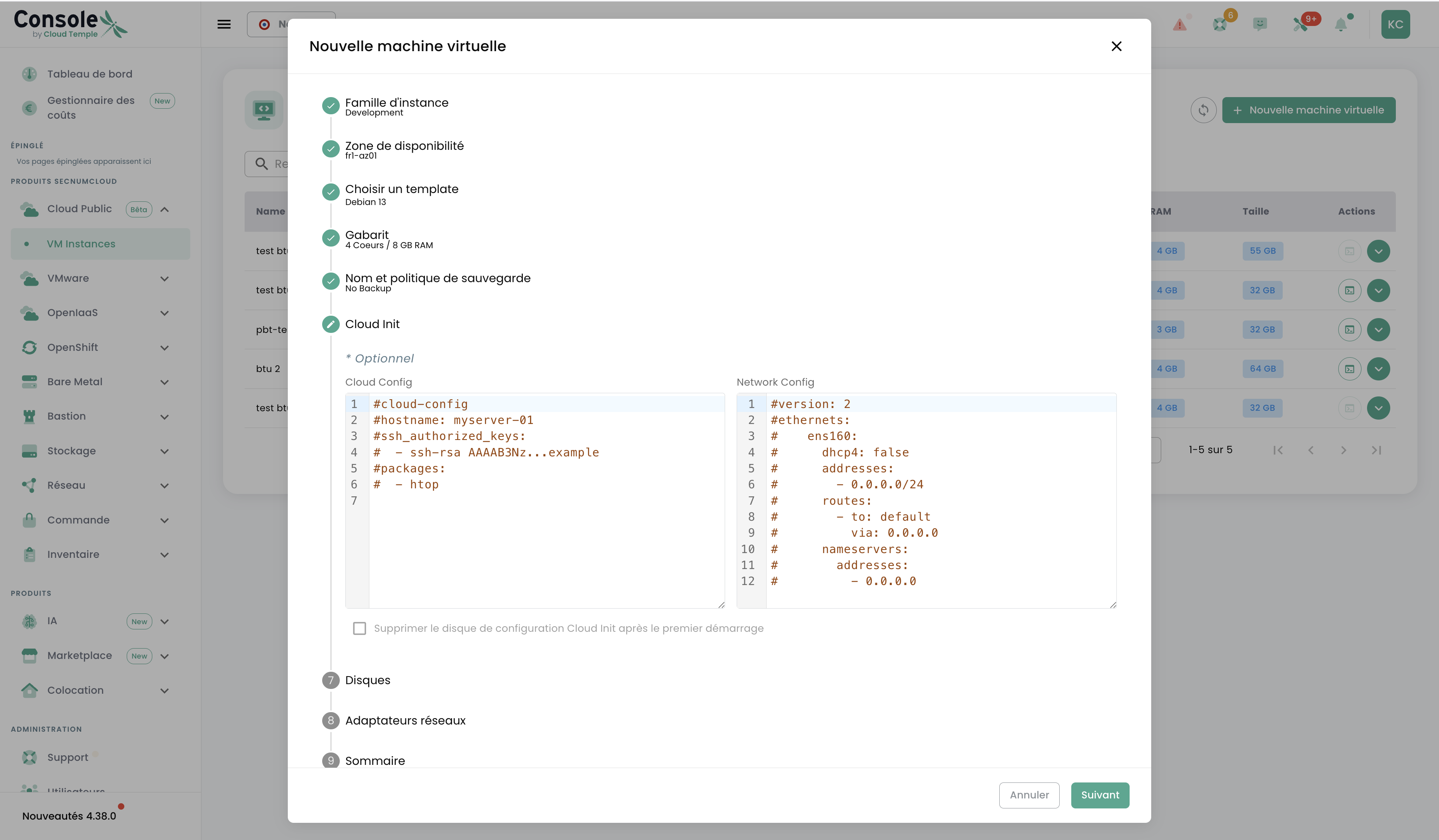 Étape 6 : Cloud Init
