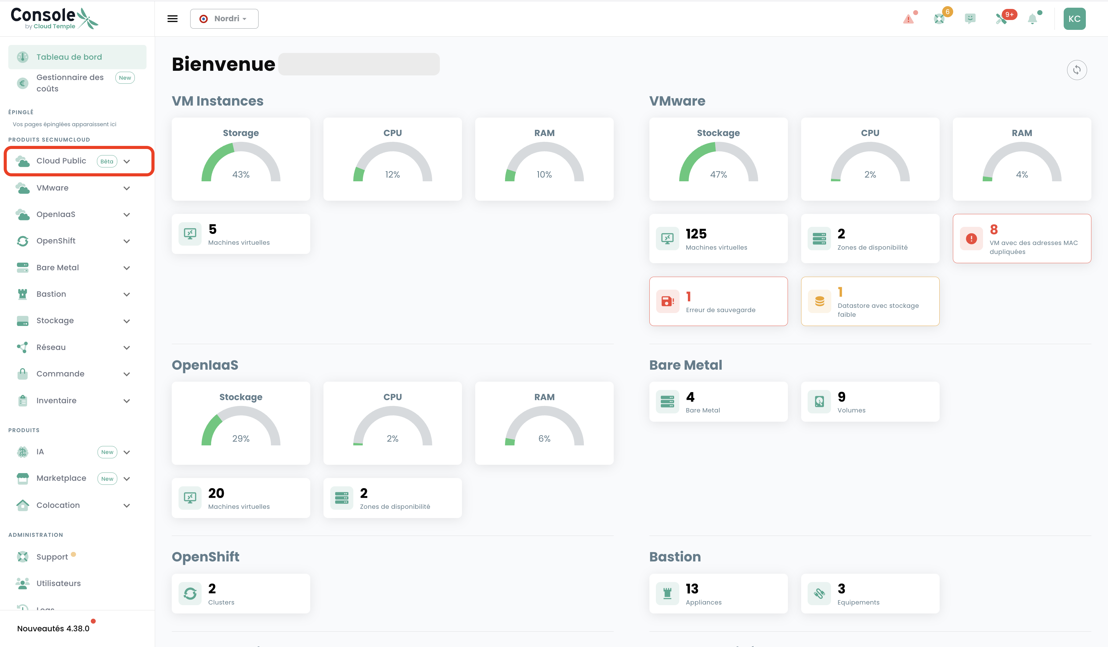 Navigation vers VM Instances