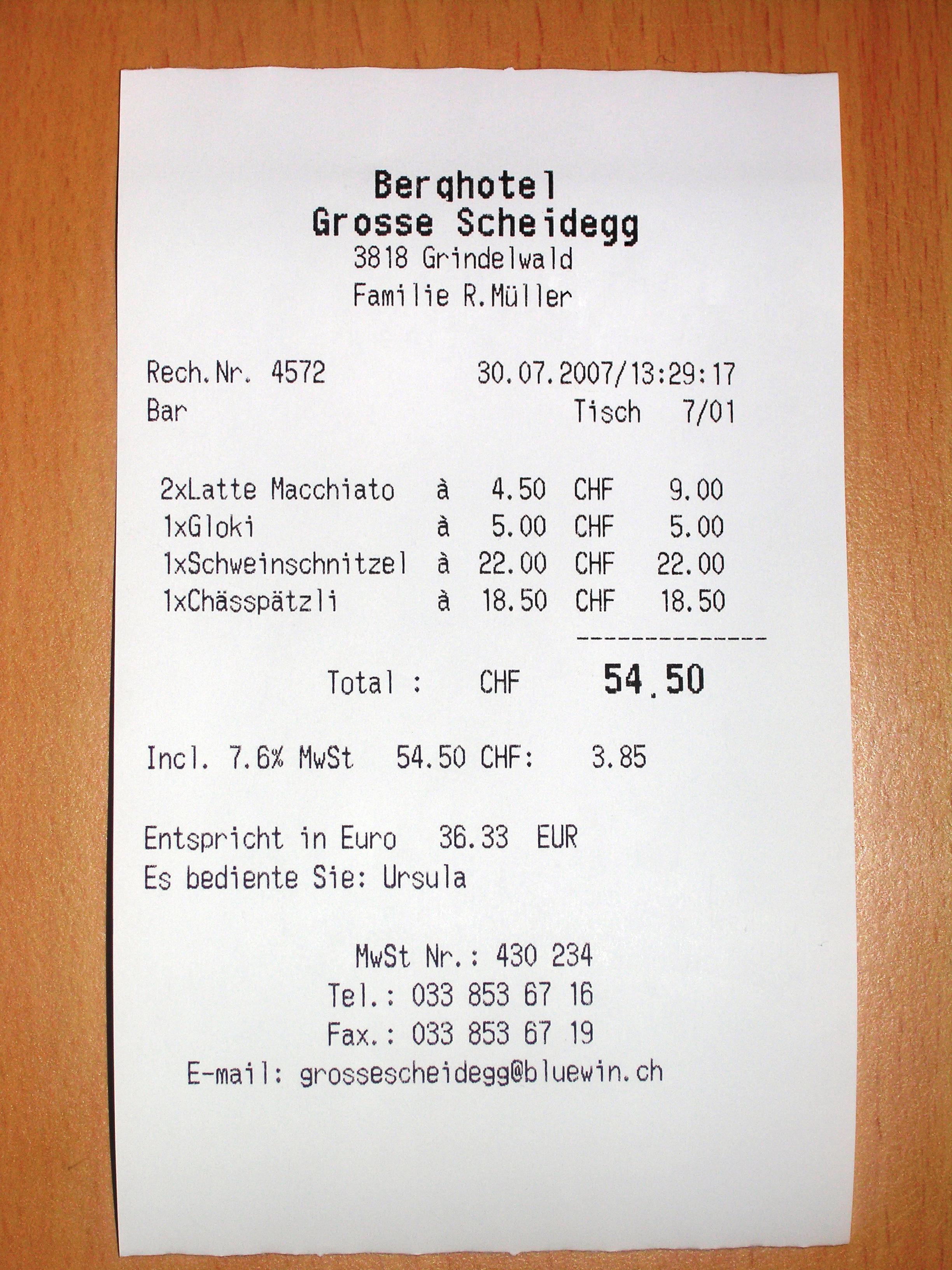 Beispiel Kassenbon