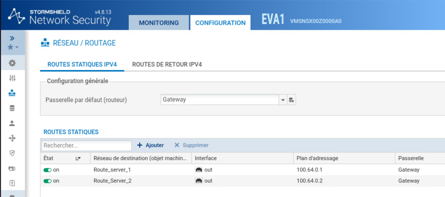 Routes statiques vers les route servers